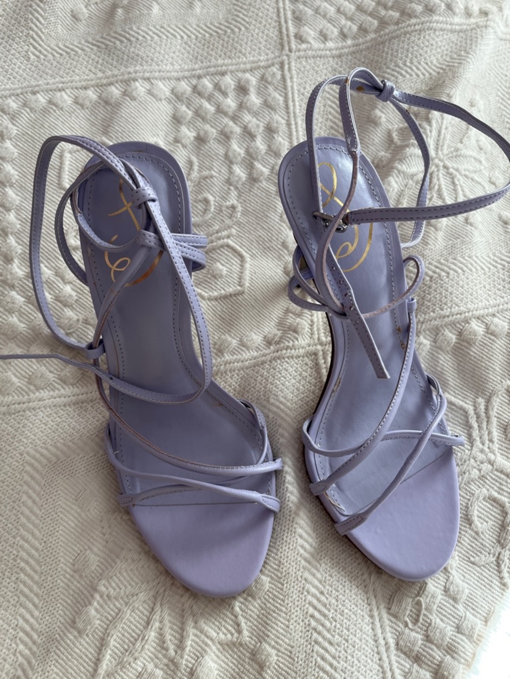 Purple High Heels Sam Edelman Women's Sandals 7M Misty Lilac Strappy Leather